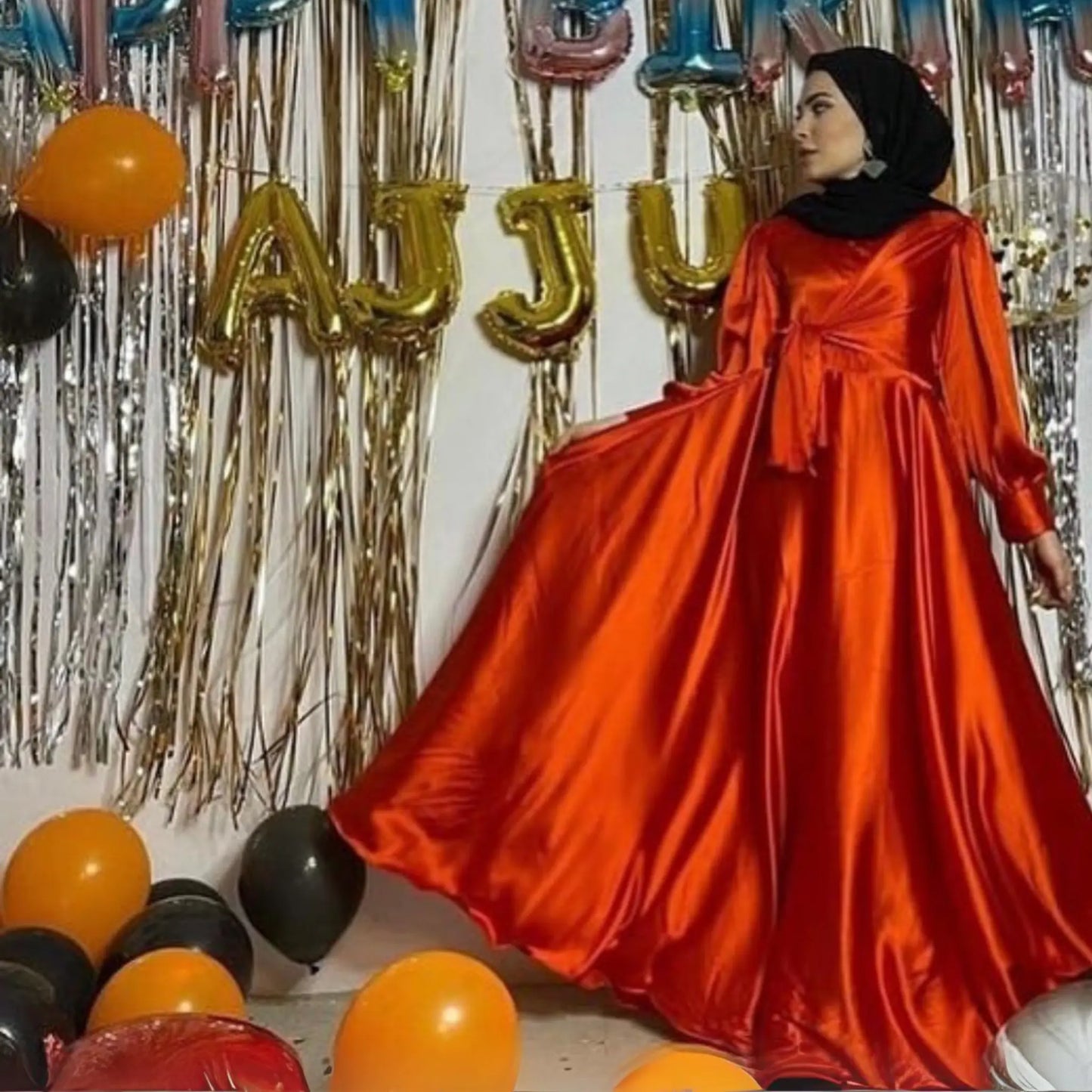 Satin knot dress Aishathemodestcouture