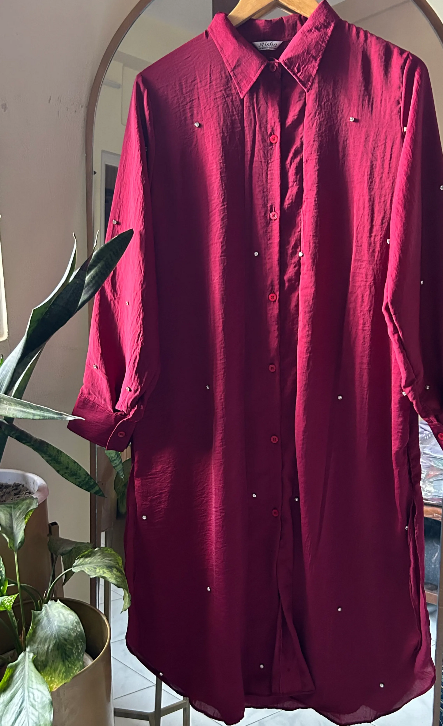 Rhinestones shirt dress Aishathemodestcouture