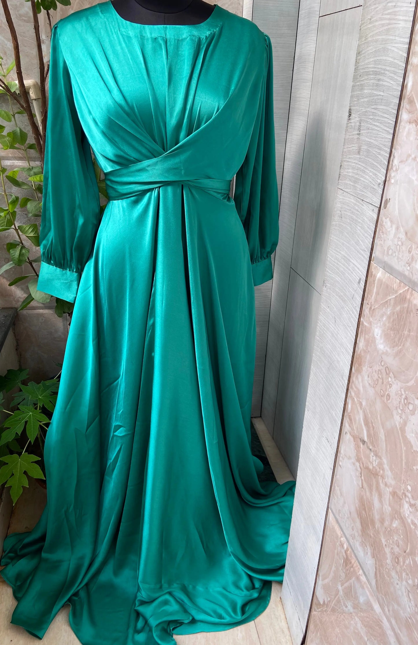 Satin warp dress Aishathemodestcouture