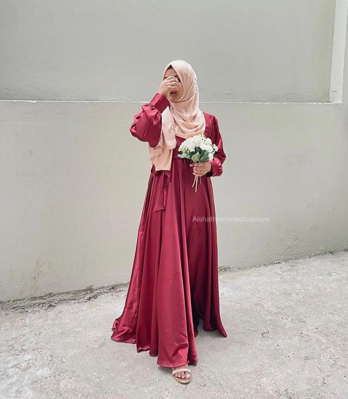 Satin knot dress Aishathemodestcouture