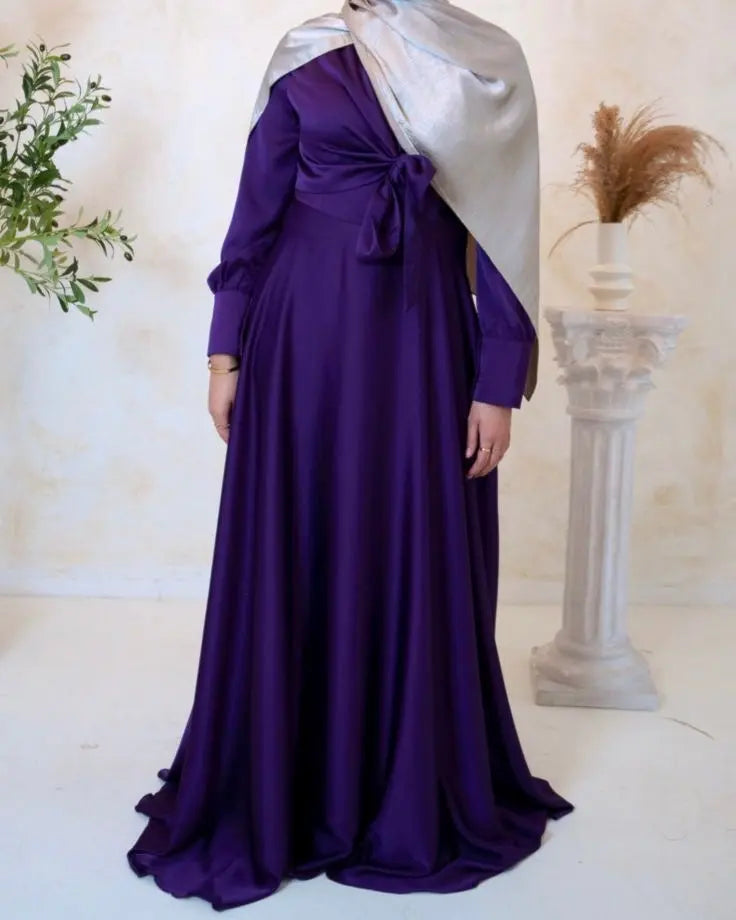 Satin knot dress Aishathemodestcouture