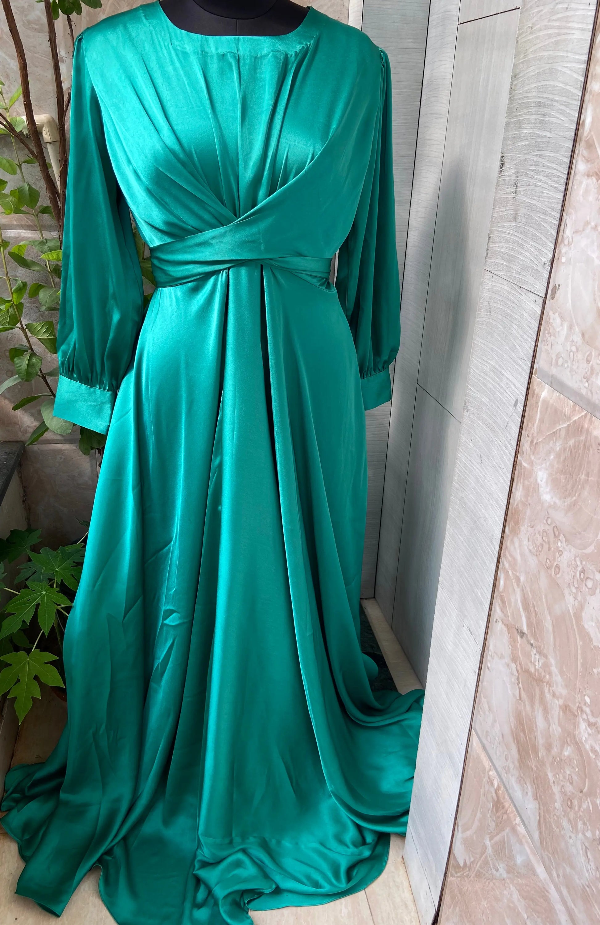 Satin warp dress Aishathemodestcouture